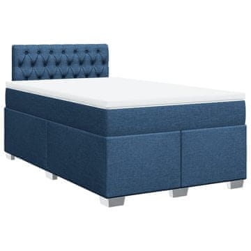 Vidaxl Box spring postelja z vzmetnico modra 120x190 cm blago