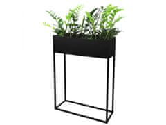 sarcia.eu Črna kovinska stoječa cvetlična greda 60x87x20 + 4 polstene blazinice centimetrov Plant Box 