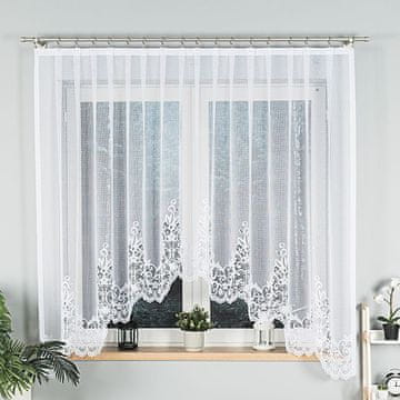 shumee BERENIKA - Že izdelana žakard zavesa z izrezom na dnu - 300x170 cm - bela