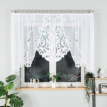 shumee POLA - Že izdelana žakard zavesa z izrezom na dnu - 250x130 cm - bela -