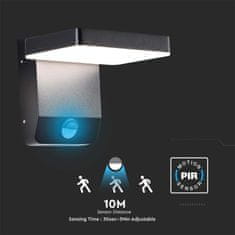 V-TAC LED stenska svetilka 17W 4000K 2520lm IP65 s senzorjem črna