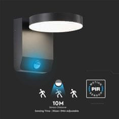 V-TAC LED stenska svetilka 17W 4000K 2480lm IP65 s senzorjem črna