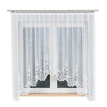 shumee Berenika - Že izdelana žakard zavesa z izrezom na dnu - 300x170 cm - bela