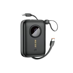 shumee Powerbank 10000mAh z USB-C / Lightning kablom, črna