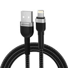 WOZINSKY Kabel za iPhone v pletenem ohišju USB-A - Lightning 2,4 A, 2 m, črn