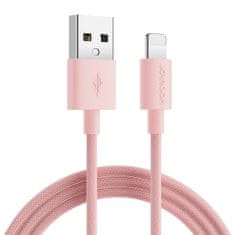 Joyroom Kabel s pletenim ovojem za iPhoneUSB-A - Lightning 2 m pastelno roza