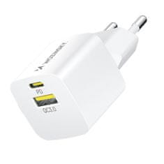 WOZINSKY Mrežni polnilnik GaN QC3.0 USB-A USB-C PD 33W bel