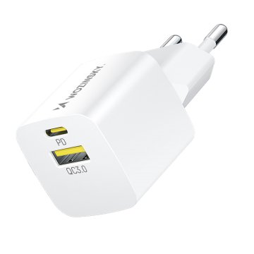 WOZINSKY Mrežni polnilnik GaN QC3.0 USB-A USB-C PD 33W bel