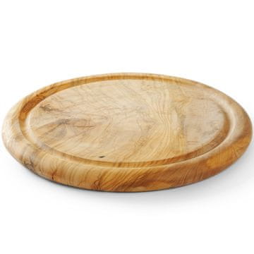 shumee Deska za serviranje mesa, sira in prigrizkov, iz oljčnega lesa, okrogla, premer. 260 mm