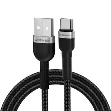 WOZINSKY Kabel USB-A - USB-C 2,4 A, 1 m, črn