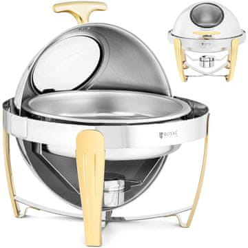 Royal Catering Bufetski grelnik za jedi v obliki paste, okrogel z rolltop pokrovom, 6 l