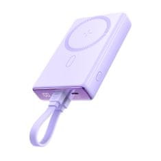 shumee Magnetni powerbank 10000mAh 20W s stojalom + Lightning kabel - USB-C vijoličen