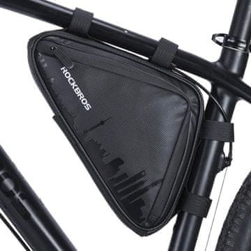 ROCKBROS Vodoodporna kolesarska torba, ki se s trakovi z velcro pritrdi na okvir, črna