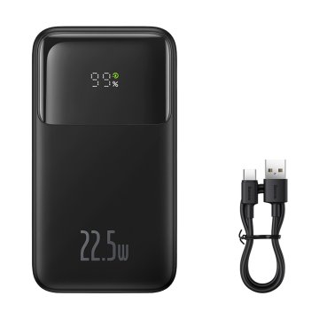 shumee Powerbank z zaslonom 10000mAh 22,5W + kabel USB-A / USB-C črna