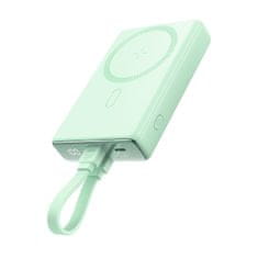 shumee Magnetni powerbank 10000mAh 20W s stojalom + Lightning kabel - USB-C zelen