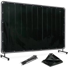 shumee Varilna zaščitna zavesa z okvirjem na kolesih 240 x 180 cm - črna