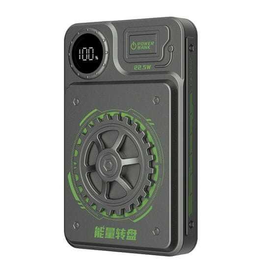 shumee Eleganten napajalnik 10000 mAh 22,5 W USB-A / USB-C z zaslonom, siv