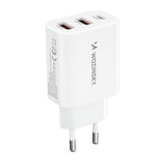WOZINSKY Mrežni polnilnik 100–240 V, 30 W, USB-C, 2x USB-A, bel