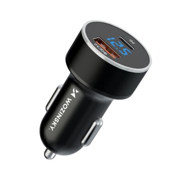 shumee USB-C USB-A 36W avtopolnilec za vžigalnik, črn