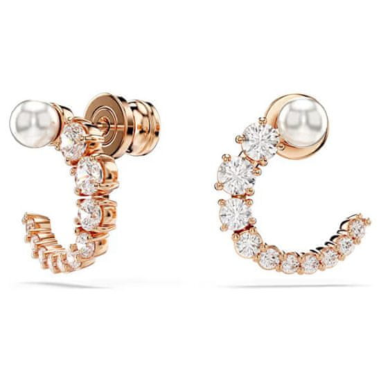 Swarovski Čudoviti bronasti uhani s cirkoni in kristalnimi biseri Matrix 5692264