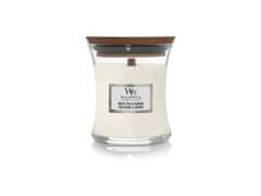 Woodwick Dišeča sveča z lesenim krakom majhna White Tea & Jasmin 85 g