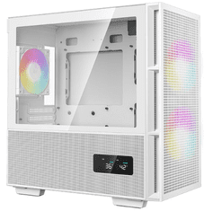 DEEPCOOL CH360 Digital računalniško ohišje, Micro-ATX, ARGB, LCD, kaljeno steklo, belo (R-CH360-WHAPE3D-G-1)