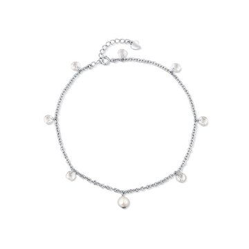JwL Luxury Pearls Bleščeč srebrn gležnjar z biseri in kristali JL0805