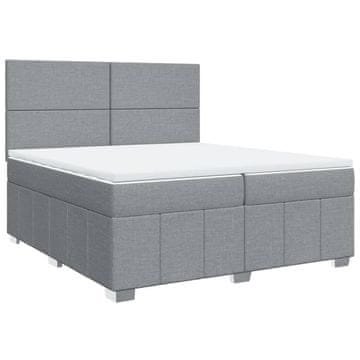 Vidaxl Box spring postelja z vzmetnico svetlo siva 200x200 cm blago