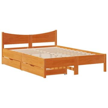 Vidaxl Posteljni okvir s predali voščeno rjav 160x200 cm borovina