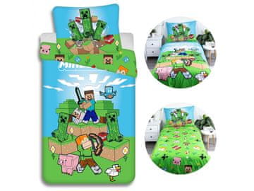sarcia.eu Minecraft Komplet bombažne posteljnine, posteljnina z zadrgo 140x200 cm, Oeko-Tex