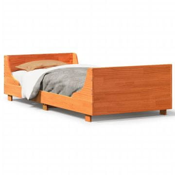 Vidaxl Posteljni okvir brez vzmetnice voščeno rjav 75x190 cm borovina