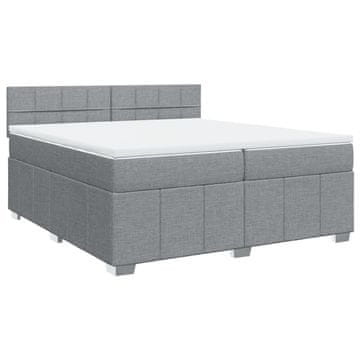 Vidaxl Box spring postelja z vzmetnico svetlo siva 200x200 cm blago