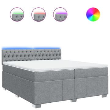 Vidaxl Box spring postelja z vzmetnico svetlo siva 200x200 cm blago