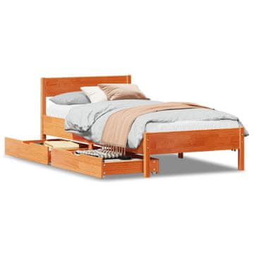 Vidaxl Posteljni okvir brez vzmetnice voščeno rjav 90x200 cm borovina