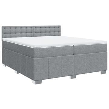 Vidaxl Box spring postelja z vzmetnico svetlo siva 200x200 cm blago