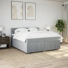 Vidaxl Box spring postelja z vzmetnico svetlo siva 200x200 cm blago