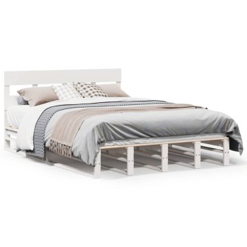 Vidaxl Posteljni okvir brez vzmetnice bel 120x190 cm trdna borovina