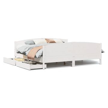Vidaxl Posteljni okvir brez vzmetnice bel 200x200 cm trdna borovina
