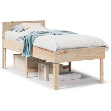 Vidaxl Posteljni okvir brez vzmetnice 90x190 cm trdna borovina