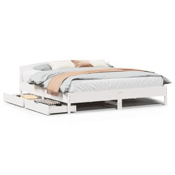 Vidaxl Posteljni okvir brez vzmetnice bel 200x200 cm trdna borovina