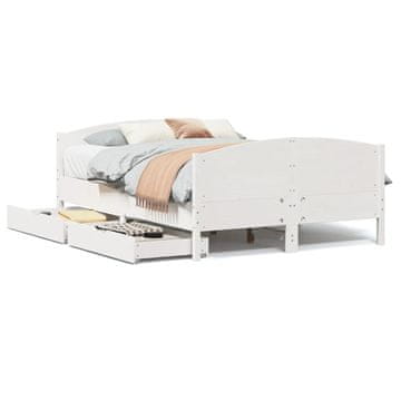 Vidaxl Posteljni okvir brez vzmetnice bel 120x190 cm trdna borovina