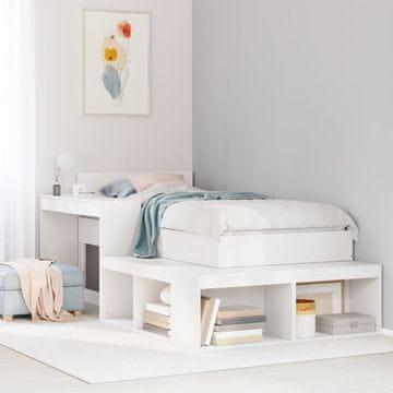 Vidaxl vidaXL Nočna omarica z delovno mizo bela 232x122x75 cm borov les