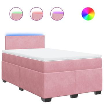 Vidaxl Box spring postelja z vzmetnico roza 120x190 cm žamet