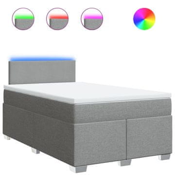 Vidaxl Boxspring postelja z vzmetnico svetlo siva 120x190 cm blago