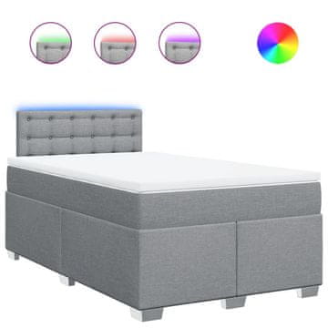 Vidaxl Boxspring postelja z vzmetnico svetlo siva 120x190 cm blago