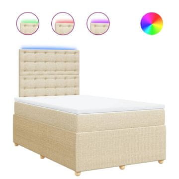 Vidaxl Box spring postelja z vzmetnico krem 120x190 cm blago