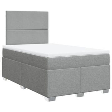 Vidaxl Boxspring postelja z vzmetnico svetlo siva 120x190 cm blago