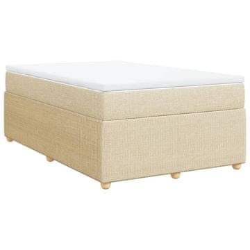 Vidaxl Box spring postelja z vzmetnico krem 120x190 cm blago