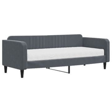 Vidaxl Dnevna postelja z vzmetnico temno siva 90x200 cm žamet