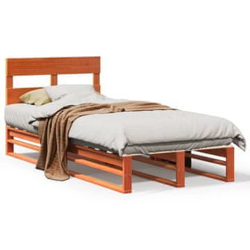 Vidaxl Posteljni okvir brez vzmetnice voščeno rjav 75x190 cm borovina